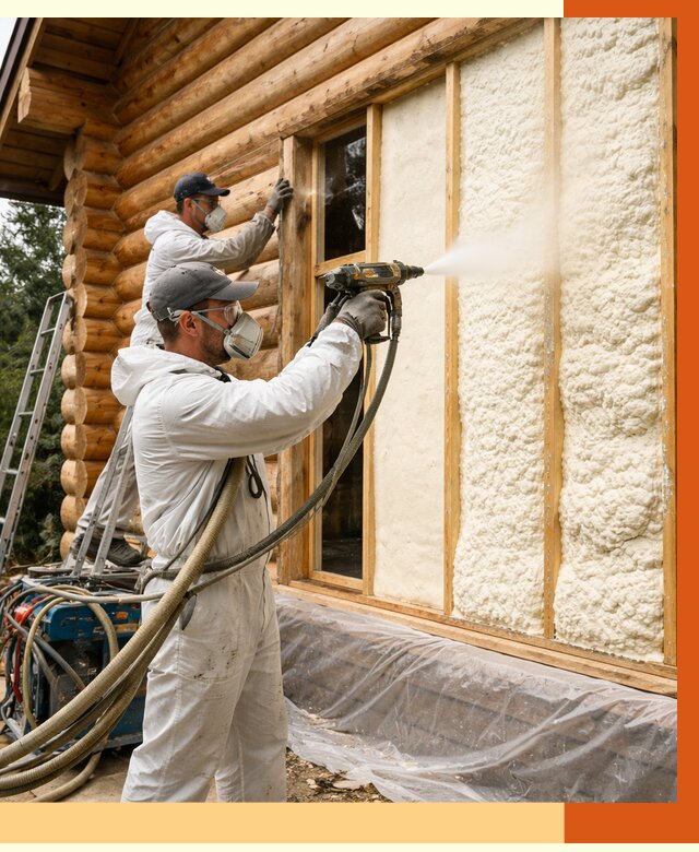 Утепление деревянного дома ППУ в Зеленодольске от 4347 руб/м2 | ТепломастерЗлн — под ключ
