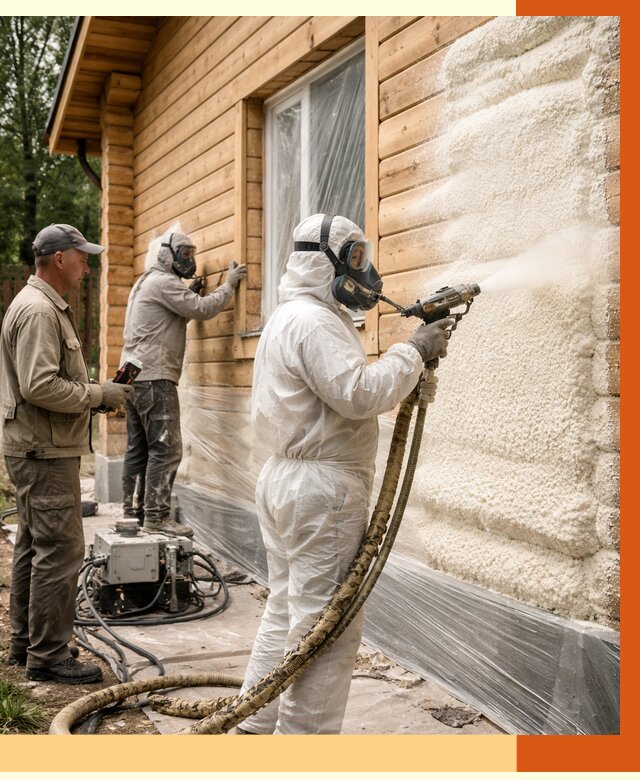 Утепление дома из бруса ППУ в Зеленодольске от 3985 руб/м2 под ключ | ТепломастерЗлн