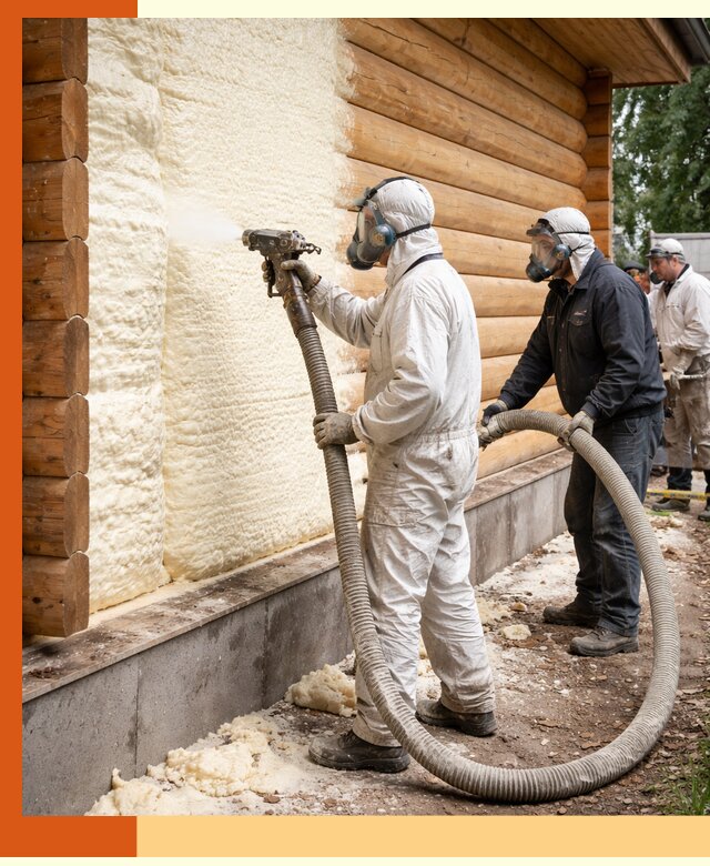 Утепление дома из бруса пенополиуретаном в Зеленодольске