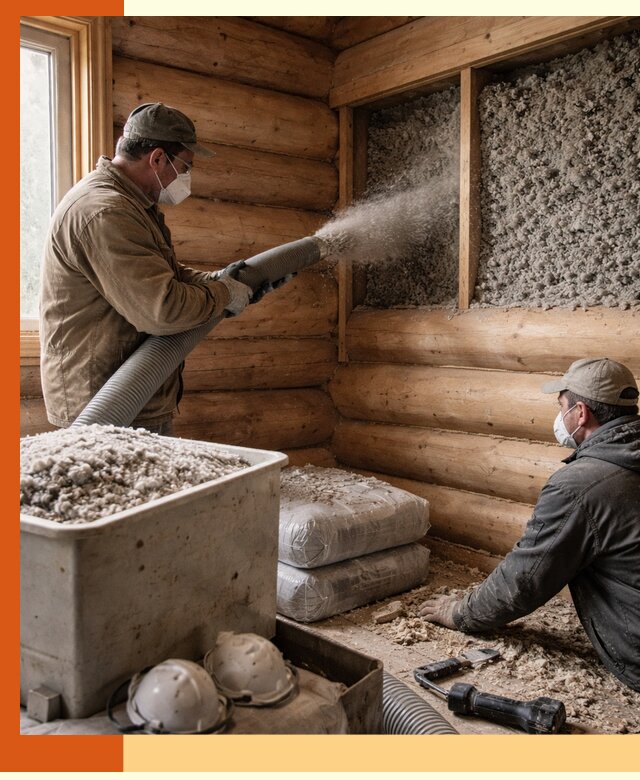 Утепление дома из бруса эковатой в Зеленодольске