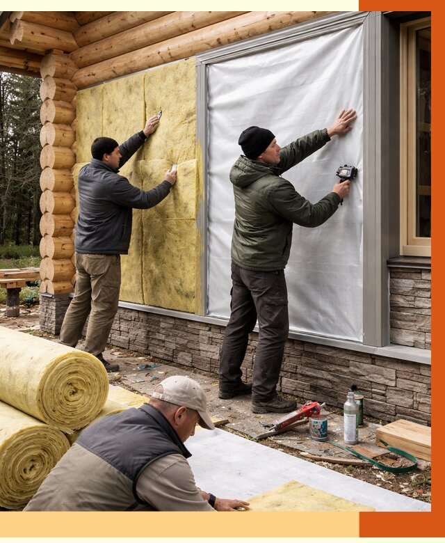 Утепление бревенчатого дома в Зеленодольске от 7918 руб/м2 — заказать под ключ | ТепломастерЗлн