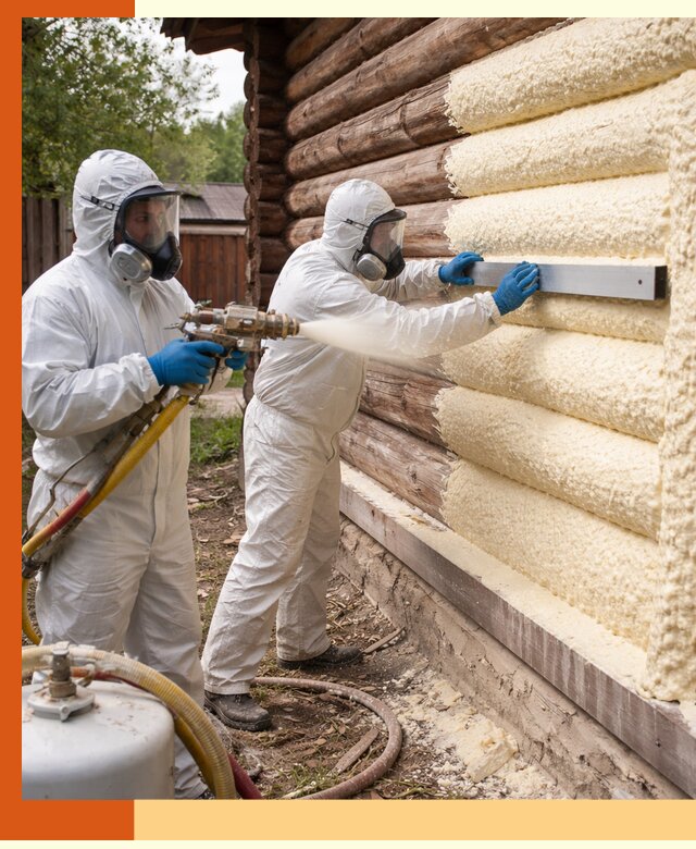 Утепление бревенчатого дома ППУ в Зеленодольске эффективной изоляцией