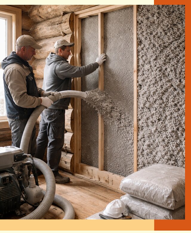 Утепление бревенчатого дома эковатой в Зеленодольске от 2846 руб. | ТепломастерЗлн