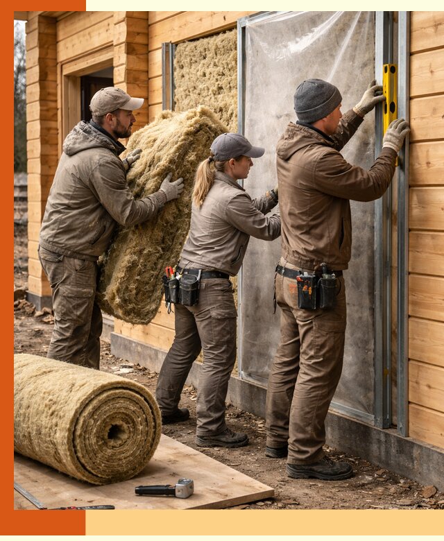 Утепление дома из двойного бруса в Зеленодольске качественно и надёжно