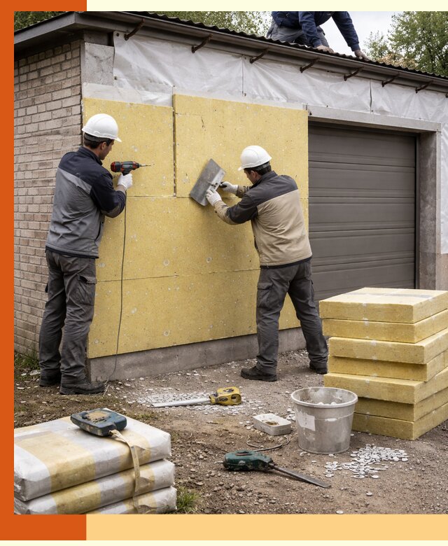 Утепление гаража снаружи в Зеленодольске качественно и надёжно