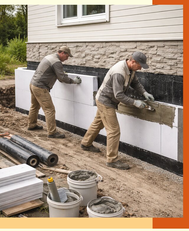 Утепление фундамента снаружи в Зеленодольске от 4347 руб. за м² | ТепломастерЗлн