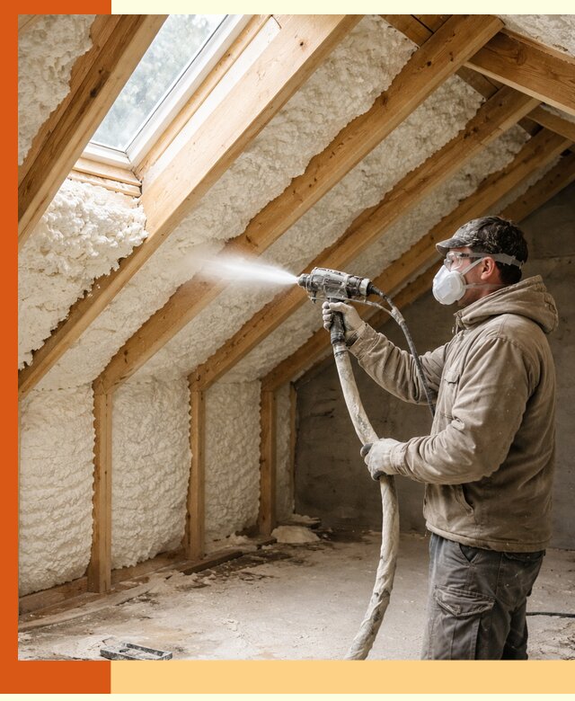 Утепление мансарды ППУ в Зеленодольске быстро и надежно