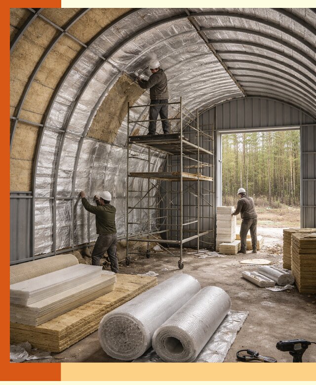 Утепление арочного ангара под ключ в Зеленодольске