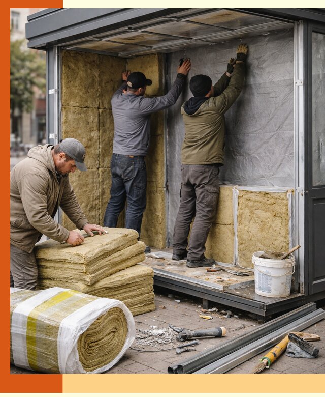 Утепление павильона шаурмы под ключ в Зеленодольске