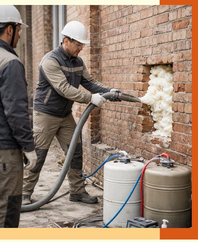 Заливка ППУ в пустоты кирпичной стены в Зеленодольске от 2846 руб. | ТепломастерЗлн