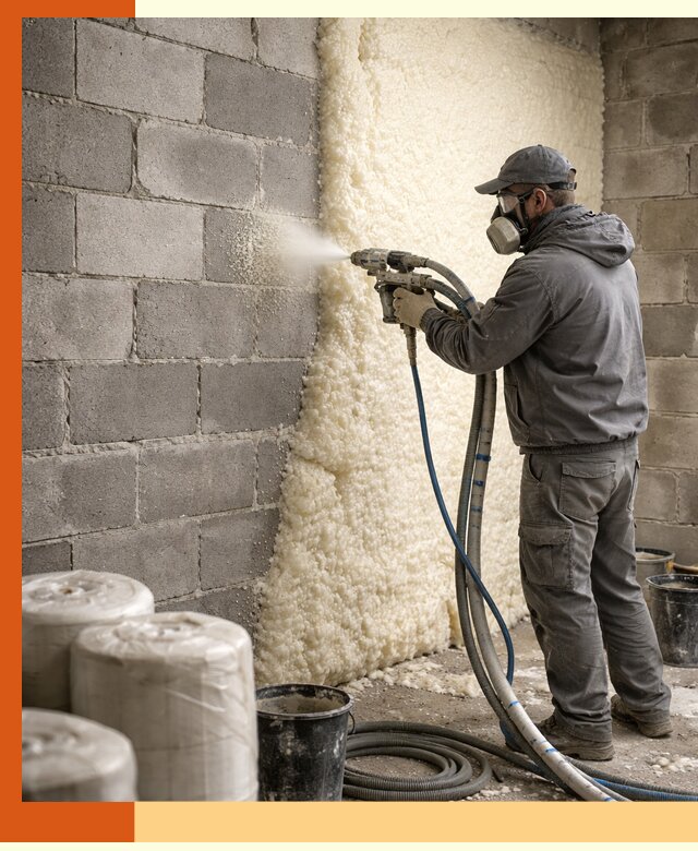 Утепление блочной стены ППУ в Зеленодольске качественно и надёжно