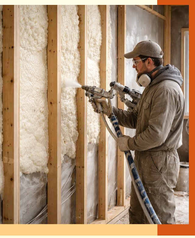 Утепление каркасной стены ППУ в Зеленодольске от 4399 руб./м2 под ключ | ТепломастерЗлн