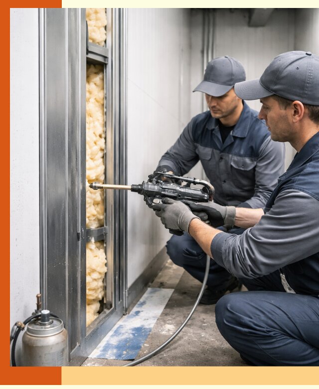 Заполнение пустот холодильных панелей в Зеленодольске специализированной пеной