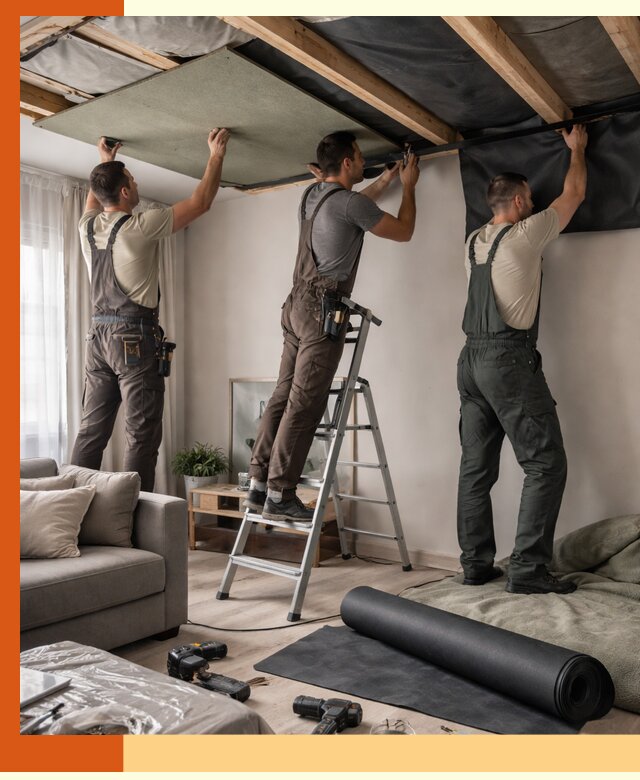 Шумоизоляция потолка в Зеленодольске — профессиональное устранение шумов