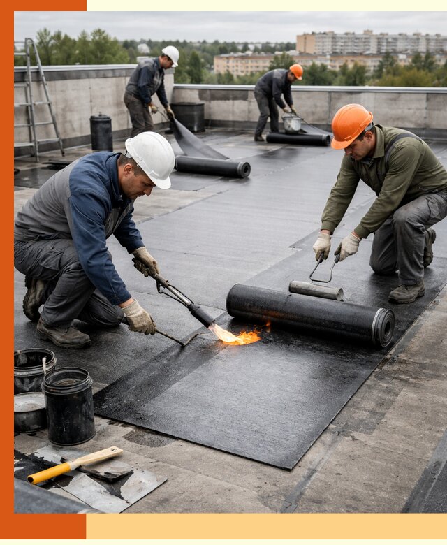 Профессиональная гидроизоляция плоской кровли в Зеленодольске