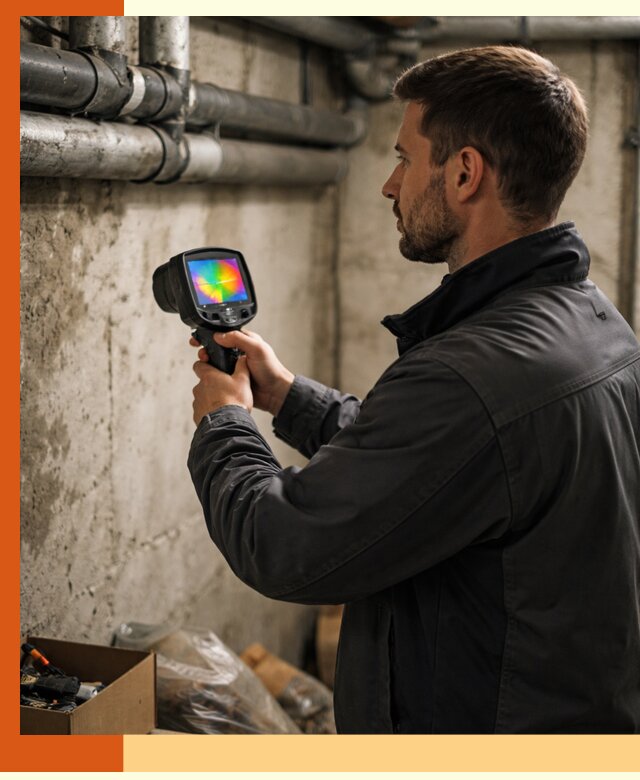 Тепловизионное обследование подвала в Зеленодольске для поиска утечек тепла