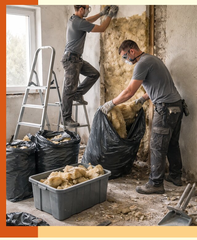 Демонтаж старого утеплителя и вывоз отходов в Зеленодольске