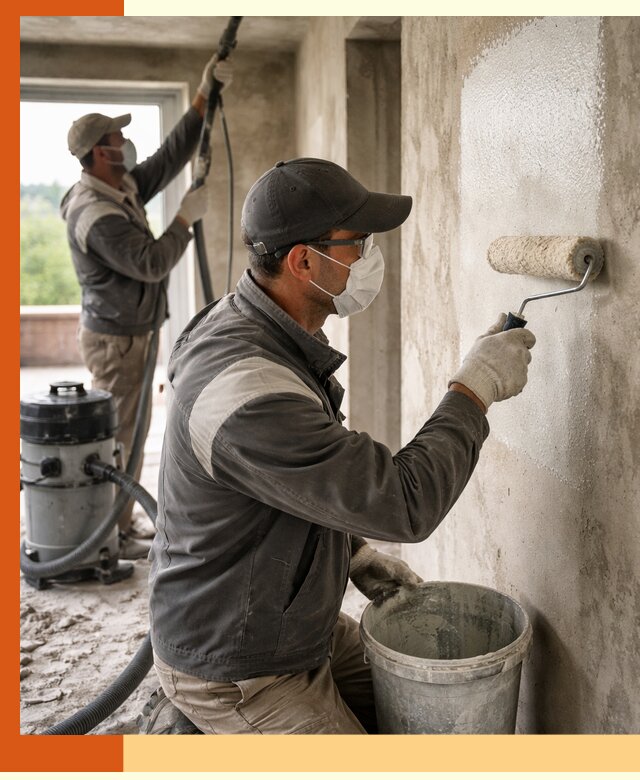 Подготовка поверхности под напыление утеплителя в Зеленодольске