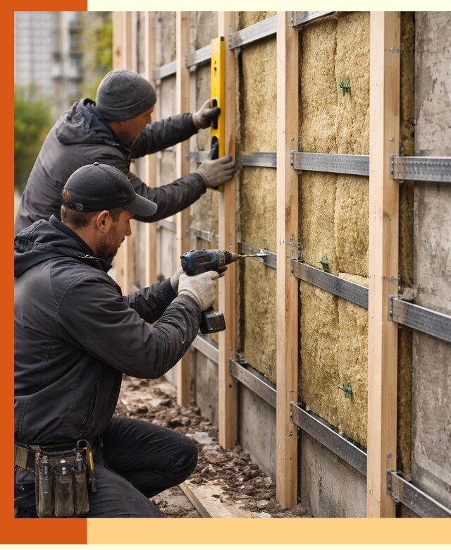 Монтаж обрешетки под утепление зданий и квартир в Зеленодольске